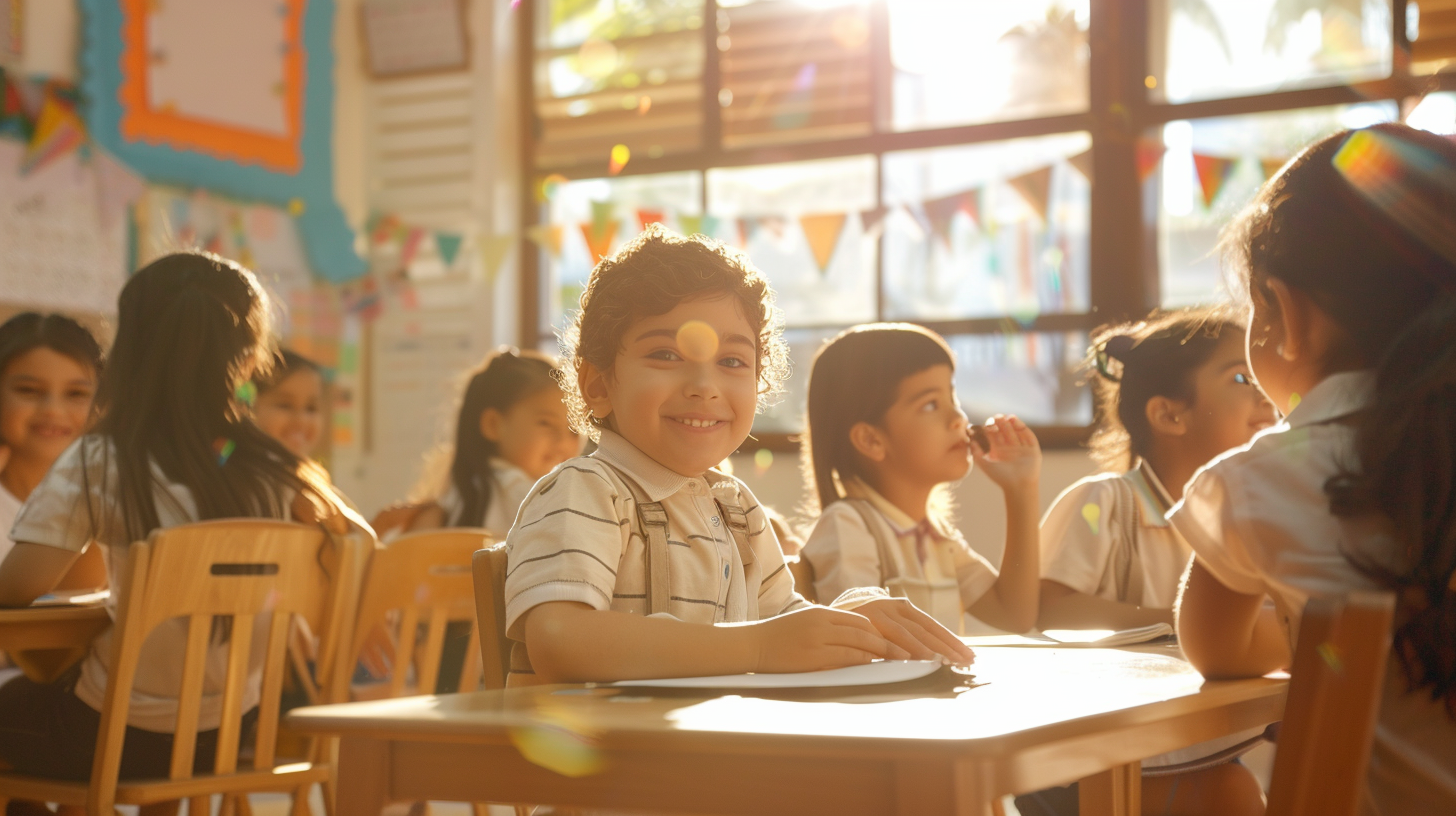 Estudiantes felices en el colegio